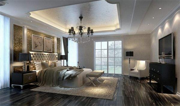 歐式風格別墅臥室燈具案例  經(jīng)典黑吊燈布藝罩