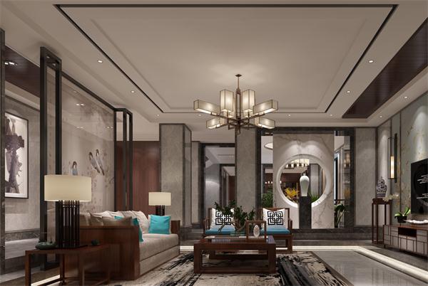 別墅客廳整體照明燈具設(shè)計 鐵藝新中式吊燈廠家定制