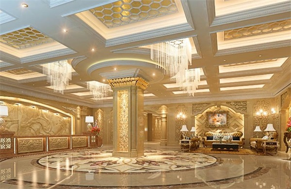 高檔酒店大堂燈具設計效果圖 一站式水晶燈廠家直供安裝