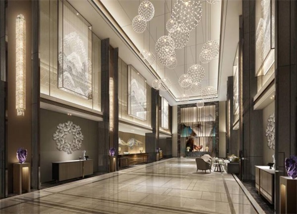 高檔星級酒店大堂藝術吊燈定制效果圖  一站式廠家調(diào)試安裝